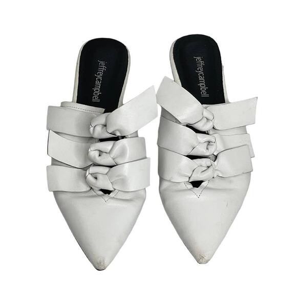 Jeffrey Campbell White Charly Knotted Mules Slip on Shoes - Picture 1 of 8